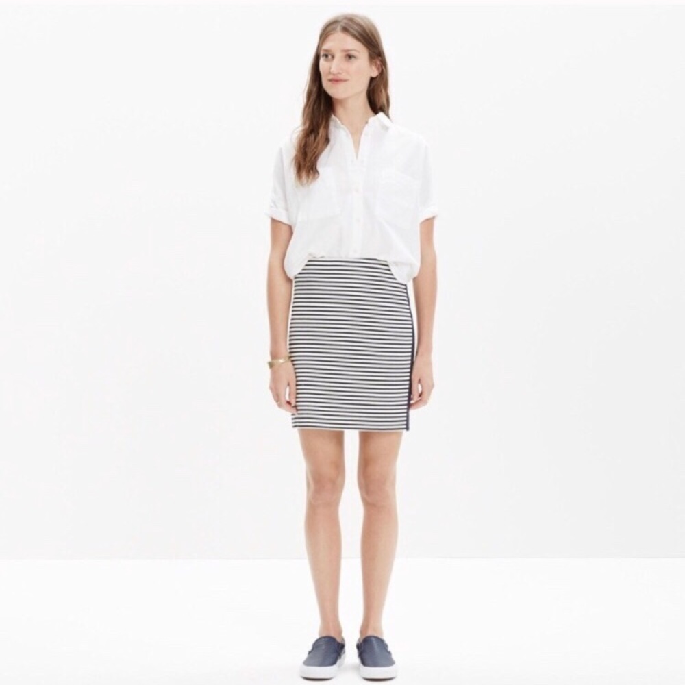 Madewell Striped Zipper Skirt Size Large